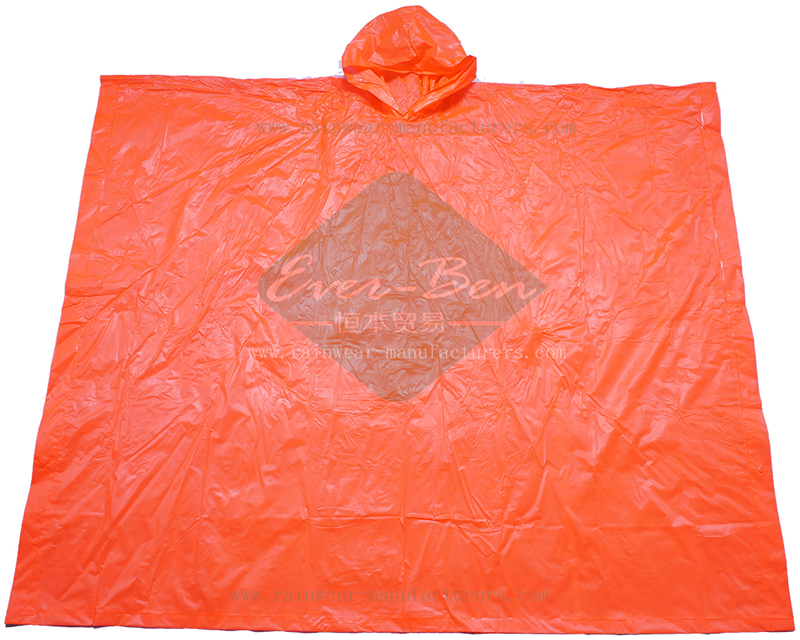 Orange vinyl rain ponchos manufacturer
